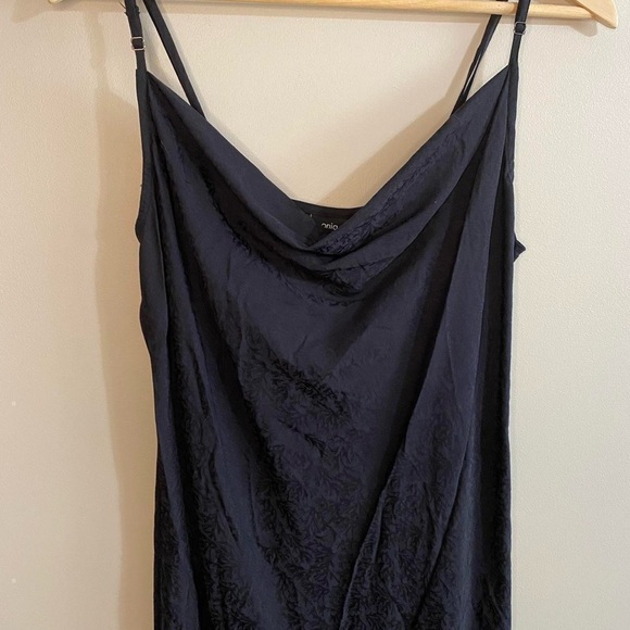 NWT Onia Deep navy midi slip dress with side slits - Picture 4 of 5